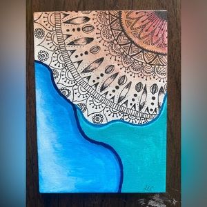 Original One of a kind mandala sunset painting 5X7
